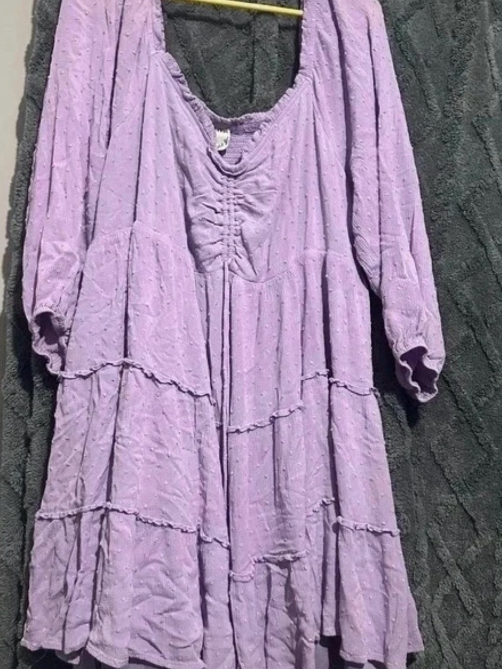 ARULA Lavender Tiered Long-Sleeve Peasant Dress